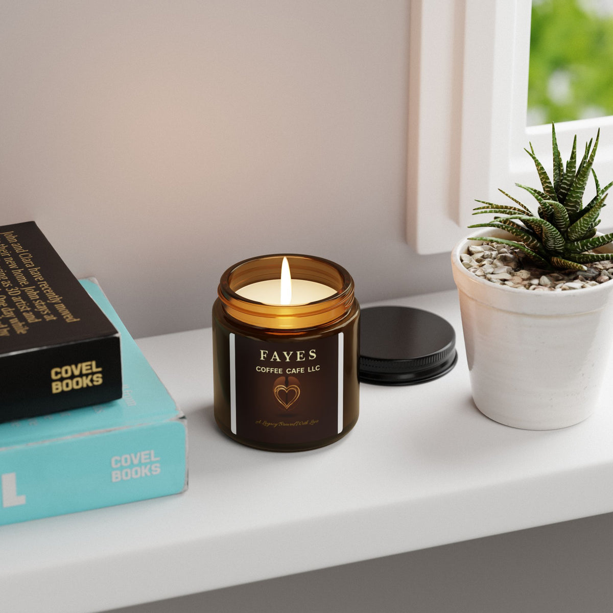 Amber Jar Soy Candle — Fayes Coffee Cafe Scented Candle (Multi-Size)